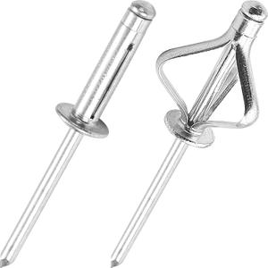 50Pcs Tri-Fold Aluminum Blind Rivets,Tri Grip Exploding Assortment Bulb Style Pop Rivets for Automotive, Soft or Plastic Materials (Silver, 5/32"x1")