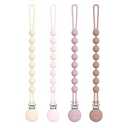 Cuddle Campus Silicone Pacifier Clip Holder with One Piece Design, Pack of 4 Soft Flexible Binky Clips with Texture for Baby Boy and Girl Set 3(6M+)