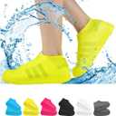 Waterproof Shoe Covers, Non-Slip Water Resistant Overshoes Silicone Rubber Rain Shoe Cover Outdoor cycling Protectors apply to Men, Women, Kids (X-Large, Yellow)