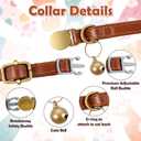 2 x 2Pcs Leather Cat Collar, Adjustable Cat Collar with Bell, Kitten Cats Bell Breakaway Collars Fit for Small Medium Boy Pet(Brown, Black)