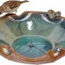 Ceramic Bird Bath and Feeder, Heavy Duty 12.5-Inch Ground Feeding Bowl, Wildlife Water Station for Squirrel Rabbit Bird Bee - Garden, Yard, Balcony Dcor