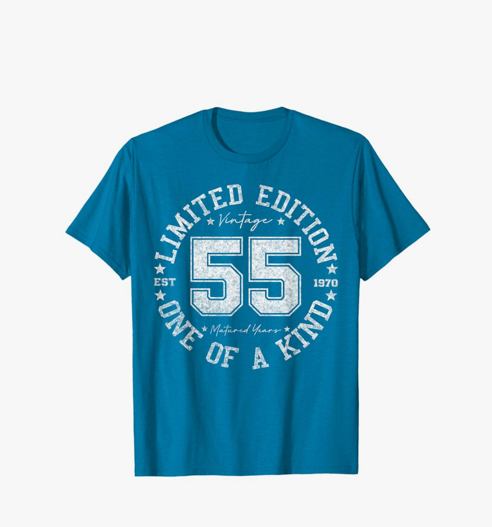 55th Birthday T-Shirt, Unisex-Adult, Short Sleeve, T-Shirt, Black 2XL