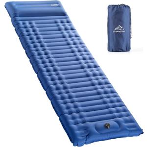 Elegear Self Inflating Sleeping Pad for Camping, 4" Ultra-Thick Camping Mattress Pad with Pillow Built-in Foot Pump, Portable Sleeping Mat for Backpacking, Hiking, Tent (Single, Blue)