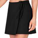 ODODOS Wrap Skorts for Women Built-in Shorts High Waist Tennis Skirts with Pockets for Casual Athletic Golf, Black, Large