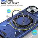 Compatible with iPhone 15 Case, with 1X HD Screen Protector, Compatible with MagSafe, 360Rotatable Invisible Ring for Magnetic Car Mount, Rugged Drop Protection for iPhone case (Navy Blue)