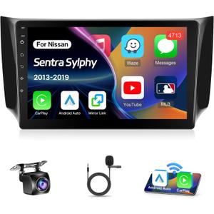 Leadfan Car Radio for Nissan Sentra 2013-2019 Car Stereo with Wireless CarPlay Android Auto, 10.1 inch Touch Screen for Sentra GPS Navigation Bluetooth FM/RDS WiFi SWC+Backup Camera