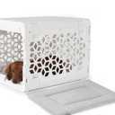 KindTail PAWD Collapsible Dog Crate + Washable Dog Bed - Stylish Pet Crate with Comfortable PAWD Pad - Safe Indoor Puppy or Dog Kennel Set - Lightweight, Compact & Portable for Travel - Small White