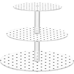 Cupcake Stand 3 Tier Acrylic Cupcake Holder Round Dessert Tower Display Cup Cake Tower Stand for Wedding Party Black Polka Dot White