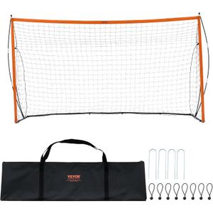 VEVOR Portable Soccer Goal, 12 x 6 ft Large Practice Soccer Net, Steel Fiberglass Structure/PVC Training Goal Set with Carry Bag, All-Weather Outdoor Use, for Backyards, Parks, School Fields