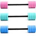 Soulchen 3 Pack Long Aquatic Exercise Dumbbells Pool Exercise Equipment Eva Foam Water Aerobics Equipment With High Density For Weight Loss Water Sport Fitness Tool(Pink, Blue, Teal,Size: Small)