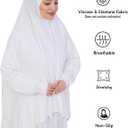 Prien Soft Prayer Dress For Women, Muslim Abaya Hijab Set, Long Turkish Cotton Praying Outfit, Islamic Clothes For Ramadan (White), One Size