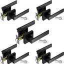 Matte Black Door Handles 5-Pack, Entry Door Knobs with Lock and Key (Different Keys), Heavy Duty Reversible Lever Handle(2.2lb), Fits Standard Doors 1-3/8" to 1-3/4" for Interior Exterior