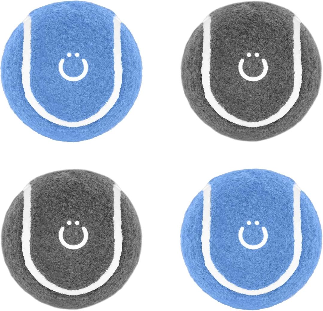 Ubbi Tennis Balls for Dogs, Interactive and Durable Fetch Toys for Medium Dog Breeds, Blue & Charcoal, Pack of 4