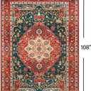 YJ.GWL Area Rugs for Living Room 6x9 Machine Washable Rugs, Non Slip Floral Vintage Rug Indoor Carpet, Stain Resistant Large Rug for Bedroom Dining Room, Orange-Red
