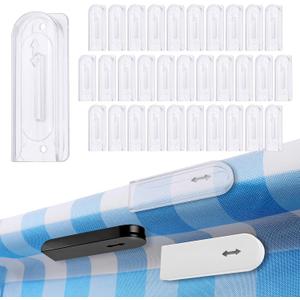 Tablecloth Clips,Clear Table Cloth Holder Clips,Self-Adhesive Windproof Table Cover Clamps for Outdoor Picnic Folding Tables,Indoor,Camping,Weddings,Birthday,Graduation Parties,Holidays(32PCS)