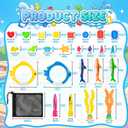 Pool Toys for Kids Ages 4-8, 26 Pcs Diving Toys, Diving Rings, Swimming Pool Games with Storage Net Bag, Torpedo, Gem, Sea Animal & Diving Ring, Pool Decoration, Summer Pool Party Toys