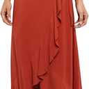 Ezcosplay Women Ruffle Wrap Skirt Tie Waist Boho High Low Asymmetrical Midi Beach Skirt, Small
