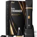Electric Razor for Men, IPX7 Waterproof Versatile Shaver for Temple, Groin, Nose, Ear Hairs, Beard, Body Hair Trimmer, Painless Grooming Kit with 2 Replaceable Heads, Birthday Gifts for Men (2-in-1 Black)