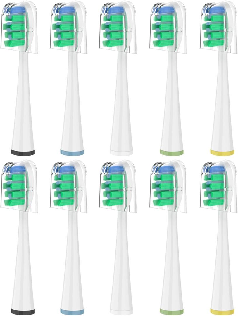 Replacement Brush Heads for Waterpik Sensonic Complete Care Toothbrush, with Covers, Compact, White, 10 Count