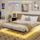 King Size Floating Bed Frame with Smart LED Lights, Metal Platform Bed