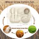 24 PCS Wheat Straw Dinnerware Set for Kids Toddler Plate Bowl Cup Set Unbreakable BPA-Free Tableware with Divided Plate Microwave Dishwasher Safe Perfect for Home School Picnics