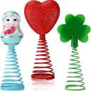 3pcs Valentines Easter St Patrick's Day Easter Mini Tree Topper Glitter Hearts Tree Topper Resin Shamrock Bunny Decorations for Holidays Festival Party Ornament Home Decoration