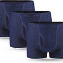 Men's Incontinence Underwear 3PCS Incontinence Boxer Briefs Absorption Protection Washable Incontinence Boxer Briefs for Men Leak Proof Underwear with Front & Rear Absorbent Area 280ML (Blue, Large)