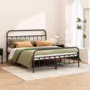 Kujielan Metal Bed Frame - Structurally Stable Heavy Duty Steel Slat Supported Full Bed Frames,No Box Spring Needed for Easy Removal and Transport. Full Size