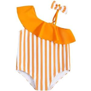 YWFSHOP Baby Girl Swimsuit Cute Print Summer Ruffle Sleeveless Toddler Girls One Piece Swimwear Bathing Suit 12M-5T