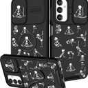 Funermei for Samsung Galaxy A14 5G Phone Case - Women Cute Girls Cover Black Fun Funny Girly Kawaii Aesthetic Cool Skull Skeleton Design with Camera Cover Ring Stand for Galaxy A14 5G Case