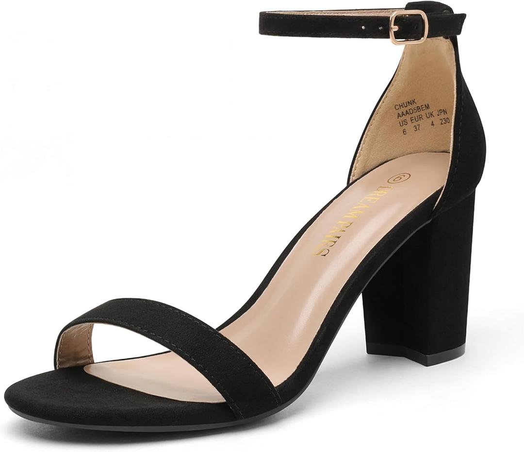 DREAM PAIRS Women's Chunk Low Heel Pump Sandals, 7.5US