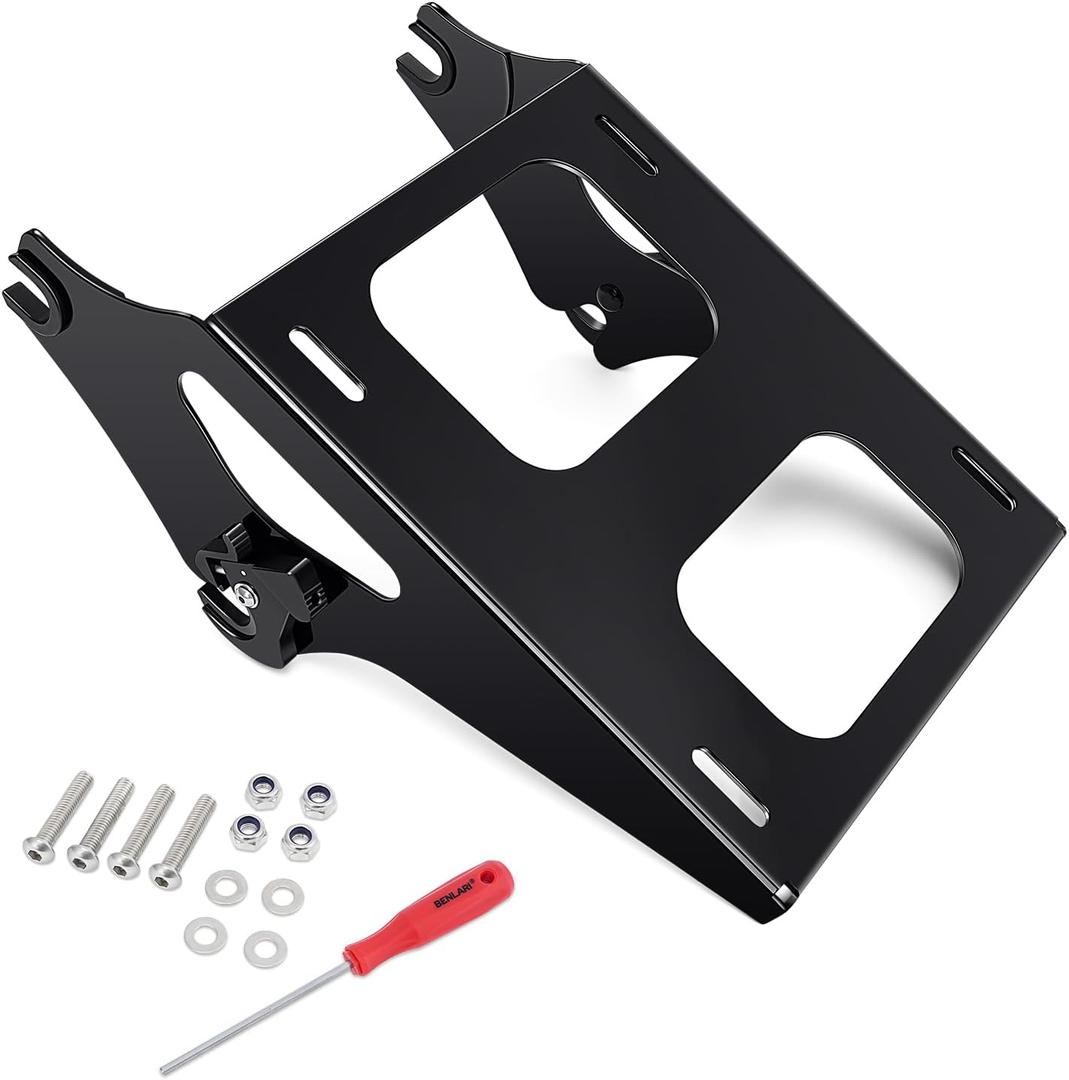 Benlari Thicker Tour Pack Mount Detachable 2-Up Trunk Tour Pack Mounting RackFit for Harley Davidson Touring Street Glide Road King Road Glide Electra Glide 2014-2024 (Black)