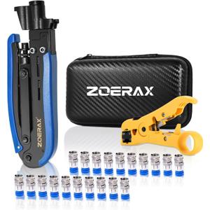 Coax Cable Crimper Tool Kit with Wire Stripper and 20PCS F Connectors  Coax Compression Tool for RG6, RG59, RG11 Coaxial Cables for TV, Internet, Satellite Installations & Home Networking