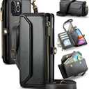 Strapurs Wallet Case Compatible with iPhone 11 Pro Max RFID Blocking 10-Card Holder Soft PU Leather Magnetic Snap Shoulder Strap Zipper Pocket Phone Case Fit for iPhone 11 Pro Max - Black