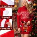 Ugly Christmas Sweater Dress for Women, Santa Hat and Funny Novelty Sweater with Pocket for Xmas Holiday
