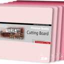 ZVP Plastic Cutting Boards for Kitchen, Flexible Cutting Mats, Gradient Pink Chopping Boards with Food Icon, Non-Slip, Non Porous, BPA Free, Dishwasher Safe