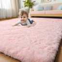 Pink Area Rugs for Bedroom Girls, Living Room Decor, Fluffy Fuzzy Shag Rug 4x6 for Kids Room, Soft Cute Indoor Floor Carpet for Baby, Teen, Nursery, Preppy Dorm, Playroom, Plush Aesthetic Bedside Rug