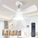 Socket Fan Light- Remote Control- White- Dimmable LED Bulb- Screw in E26 Base