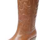 DREAM PAIRS Women's Cowboy Cowgirl Western Boots, Tan, 11