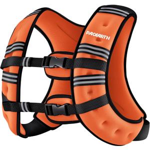 PACEARTH Weighted Vest, 12lb Weight Vest with Reflective Stripe, Body Weight Vests for Women, Men, Weight Loss Workout, Strength Training, Running, Walking, Jogging (Flame Orange)