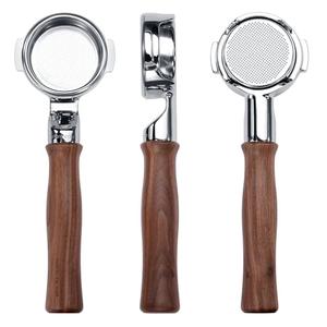 Normcore 58mm Bottomless Portafilter Naked Portafilter Fits E61 group head, ECM, Rocket, Sanremo, Synesso, Slayer, VBM, Genuine American Walnut Wood Handle and 22g Basket