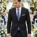 Men Suit 2 Piece Groomsmen Tuxedo Prom Blazer Slim Fit Suits Two Button Wedding Dress Jacket Pants Set with Tie XS