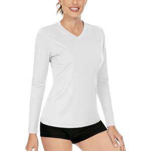 Boladeci Women's Swim Shirts Long Sleeve V Neck T Shirts UPF 50+ Sun Protection Quick Dry Rash Guard (Large)