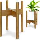 Blvornl 1 Pack Adjustable Plant Stand Indoor, 11.8 in Mid Century Plant Holder, Stable Bamboo Plant Stand for 7-11in Flower Potts (Excluding Potted Plants) (Walnut)