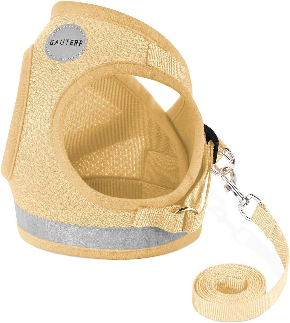 GAUTERF Cat Harness and Leash Set, Escape Proof, Adjustable Reflective Soft Mesh Vest, M (Chest: 12" - 14")