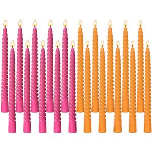 10 Pack Orange and 10 Pack Hot Pink Spiral Taper Candles for Holiday Home Decoration, 10 Inch Unscented Dripless Twisted Candlesticks for Dinner Party Wedding Halloween Thanksgiving
