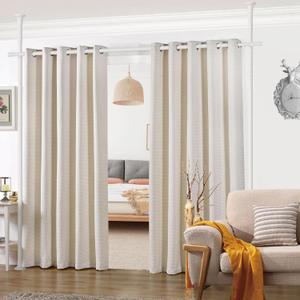 Room divider curtain rod Expandable Room Divider, Tension Curtain Rod, Damage Free Freestanding Vertical Tension Stand, maximum extension W:70inch H:125inch (White)
