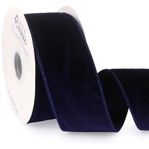 Ribbli Navy Velvet Wired Ribbon 2.5 Inch Velvet with Satin Christmas Ribbon for Gift Wrapping Christmas Tree Decoration Crafts Wreaths Supplies-Continuous 10 Yards