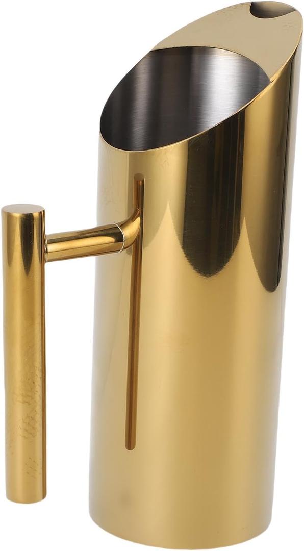 Water Pitcher, 53oz 1.5L Stainless Steel Beverage Pitcher with Proof Spout for Cocktail Flower Tea Cold Brew (Gold), 3 PACK 