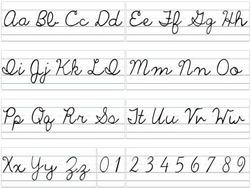 Humyoun Set of 9 Cursive Writing Bulletin Board Cursive Alphabet Wall Strip for Teacher Supplies, Classroom Teaching Tool, Homeschooling, Kids Education(Simple)